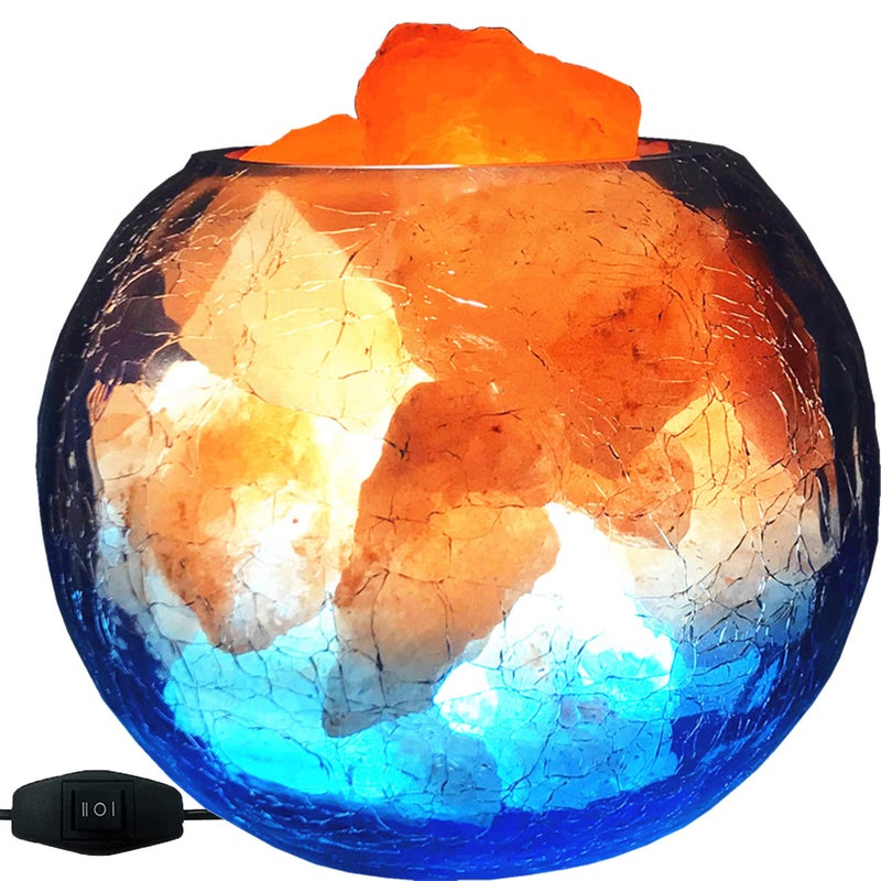 V.C.Formark USB Himalayan Salt Lamp, Salt Rock Lamp with Natural Salt Chunks Bring Visual Impact of Ice and Fire to you, Used for Desk, Bedroom, Living Room and Gift - Color Changing + Warm Light Mode - Image 1